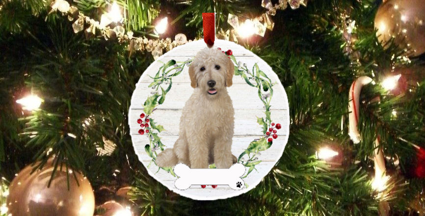 Doodle Dog Breed Ceramic Wreath Christmas Ornaments